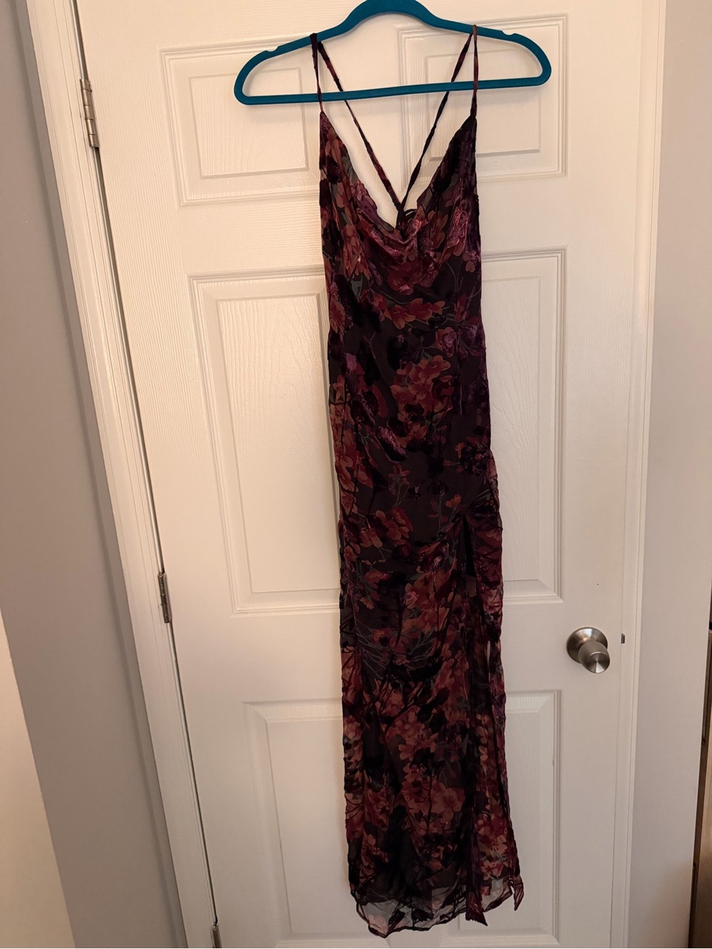 Showpo Floral Slip Maxi Dress in Burgundy and Plum Tones